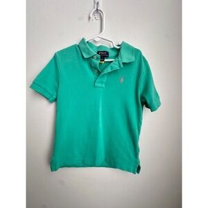Polo Ralph Lauren Boys Green Iconic Mesh Polo Shirt Size 5 Short Sleeve